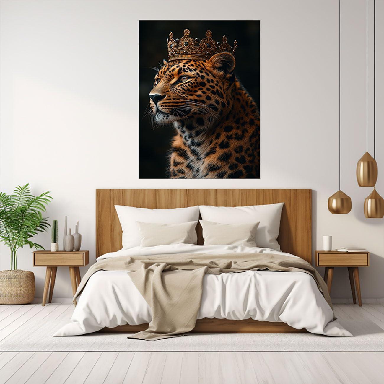 TODOAA Animal abstracto Arte de la pared cuadros, Leopardo del Bosque Natural Pintura Estilo nórdico -Moderno Pared Arte Cartel para Sala de Estar decoración del hogar - 80x120cm Enmarcado(marrón)