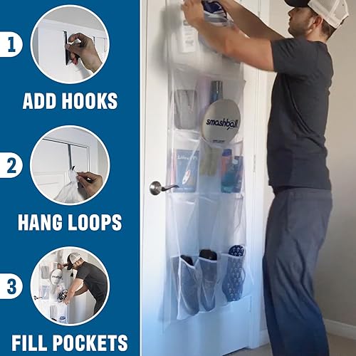 Miniatura 4 de Cruise On Organizador grande de malla sobre la puerta, almacenamiento colgante de 15 bolsillos para crucero y hogar (24 x 60 pulgadas), esencial