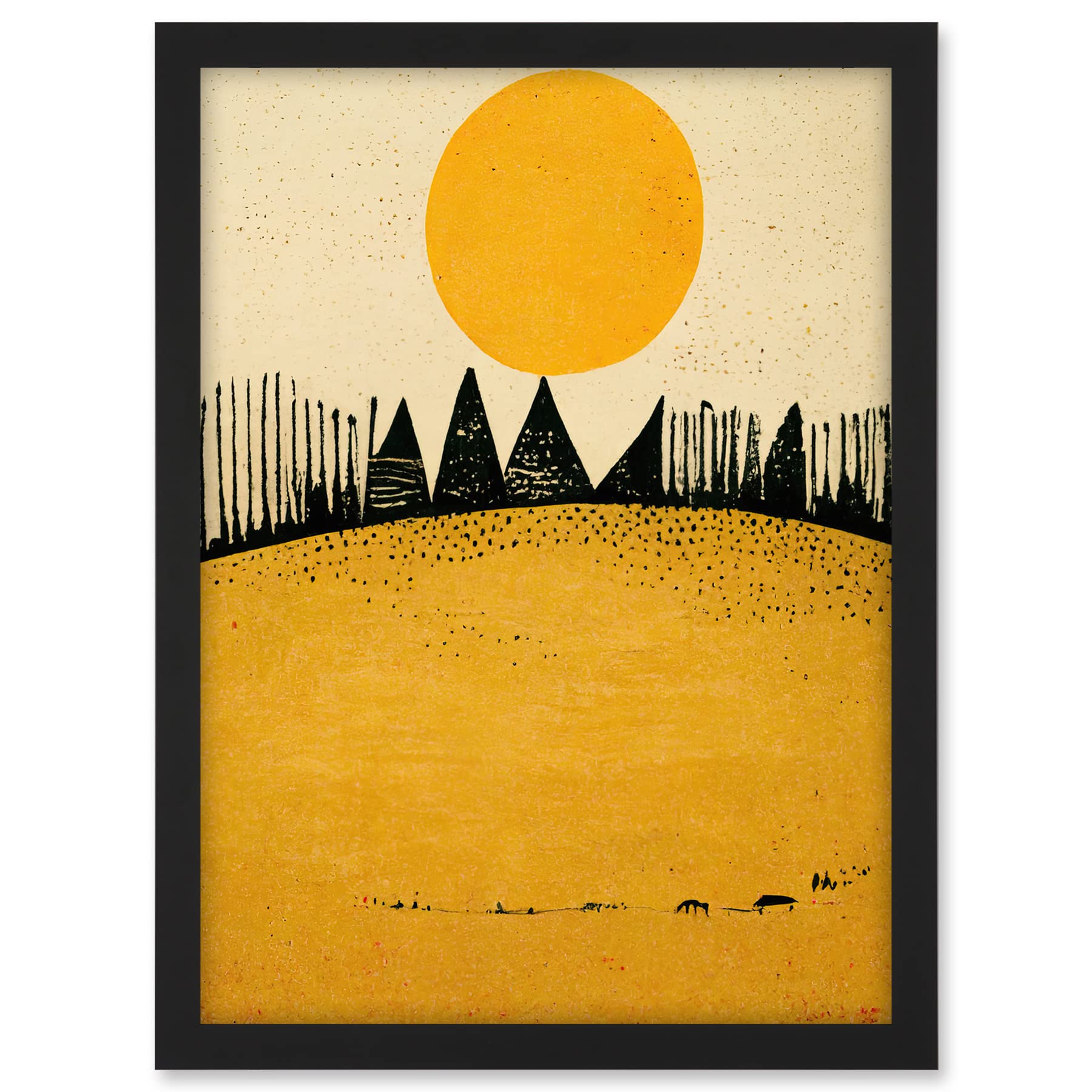 Wee Blue Coo Minimalist Tribal Abstract Desert Yellow Painting Artwork Framed A3 Wall Art Print