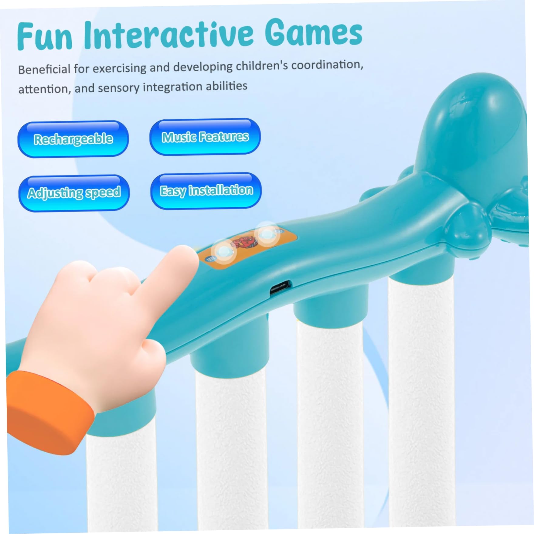 Gcroet Juego Reflex Challenge: Juego de Palos de Captura Recargables por USB con Luces, Juguete de coordinación Ojo-Mano de Velocidad Ajustable para niños, Actividad de Enfoque Familiar, Azul...