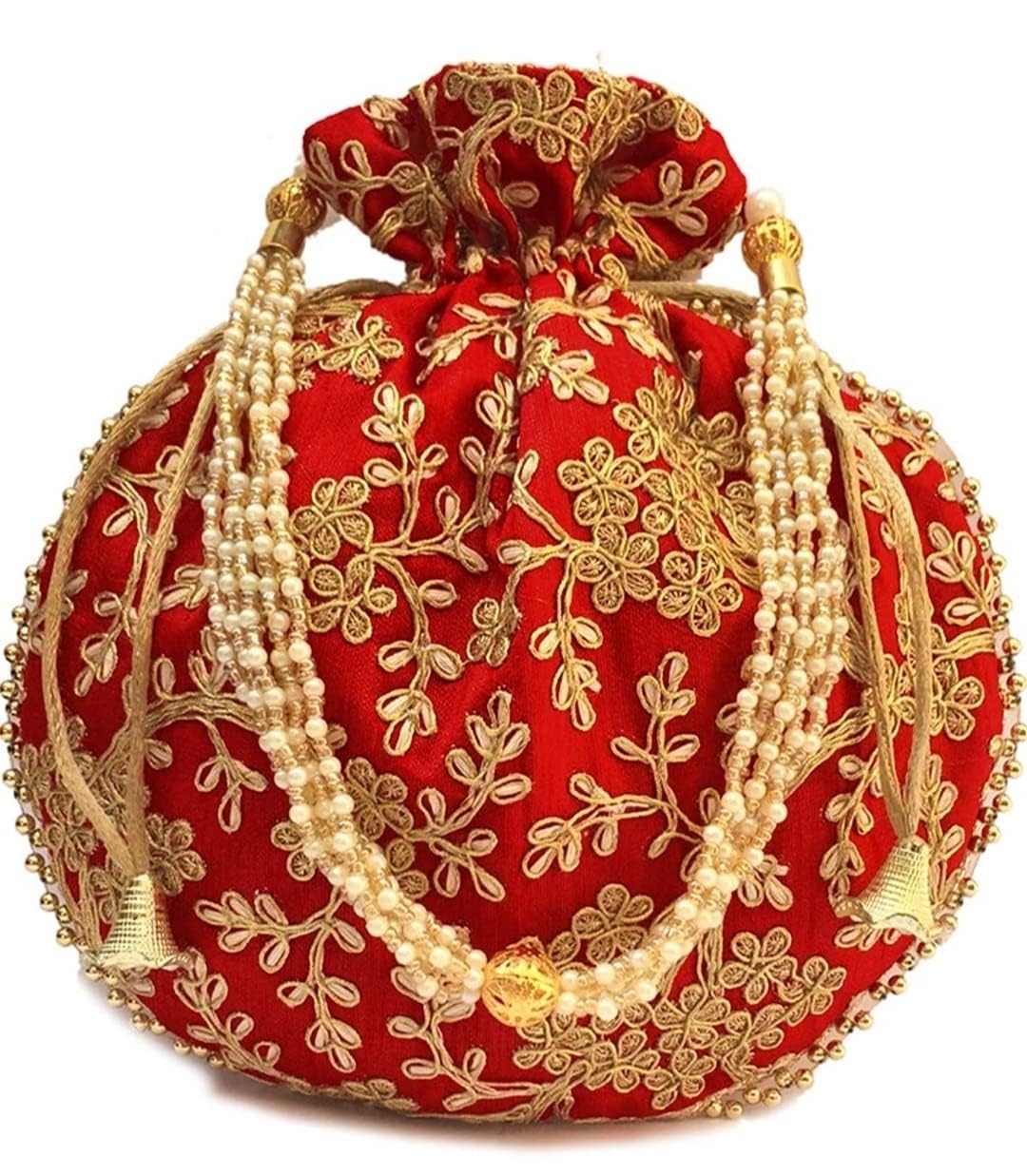 Atheena Aris Women Silk Designer Embroidered Potli Bags Best for Wedding/Christmas Gifts Bridal Ethnic Potli Bag for party wedding special occasions Multicolor-picture-21