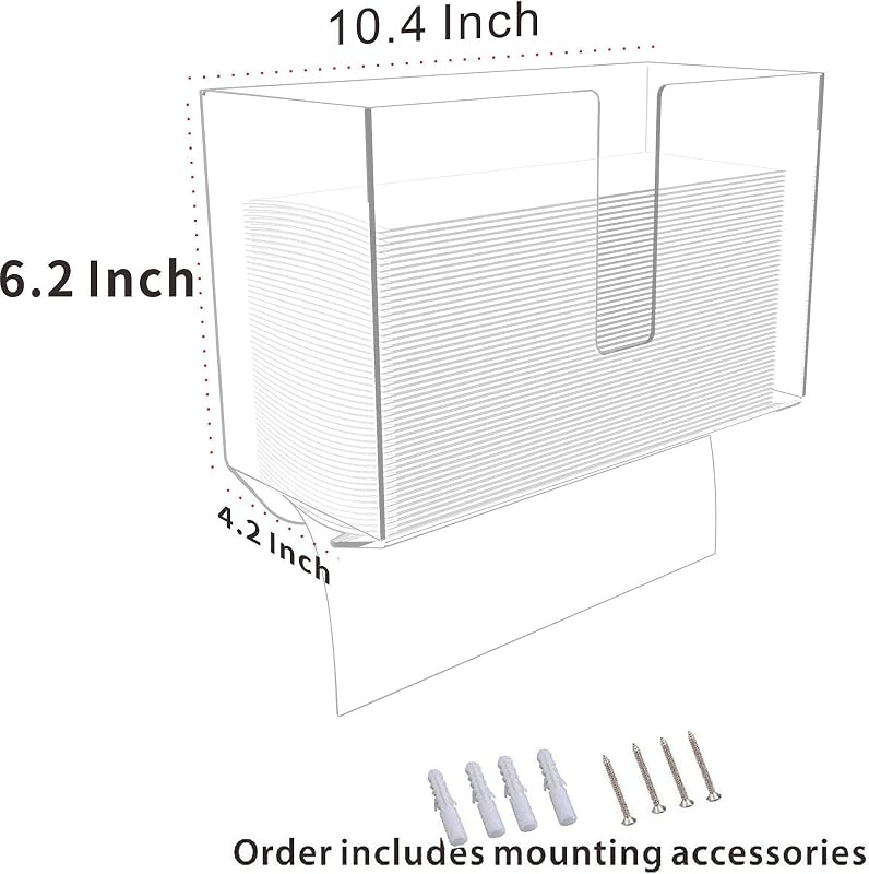 Cq acrylic Wall Mount Paper Towel Dispenser,Clear Folded Paper Towel Holder for Bathroom Toilet and Kitchen,Suitable for Z-fold, C-fold or Multi-Fold Paper Towels,Pack of 1