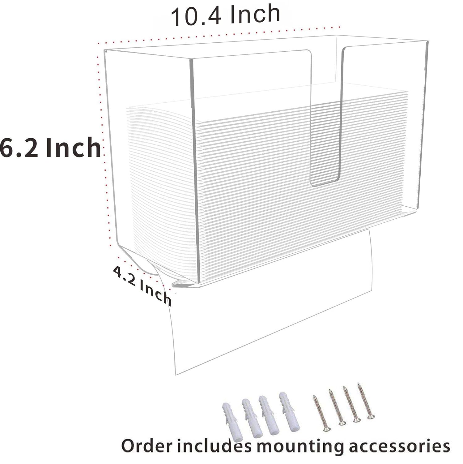 Cq acrylic Wall Mount Paper Towel Dispenser,Clear Folded Paper Towel Holder for Bathroom Toilet and Kitchen,Suitable for Z-fold, C-fold or Multi-Fold Paper Towels,Pack of 1