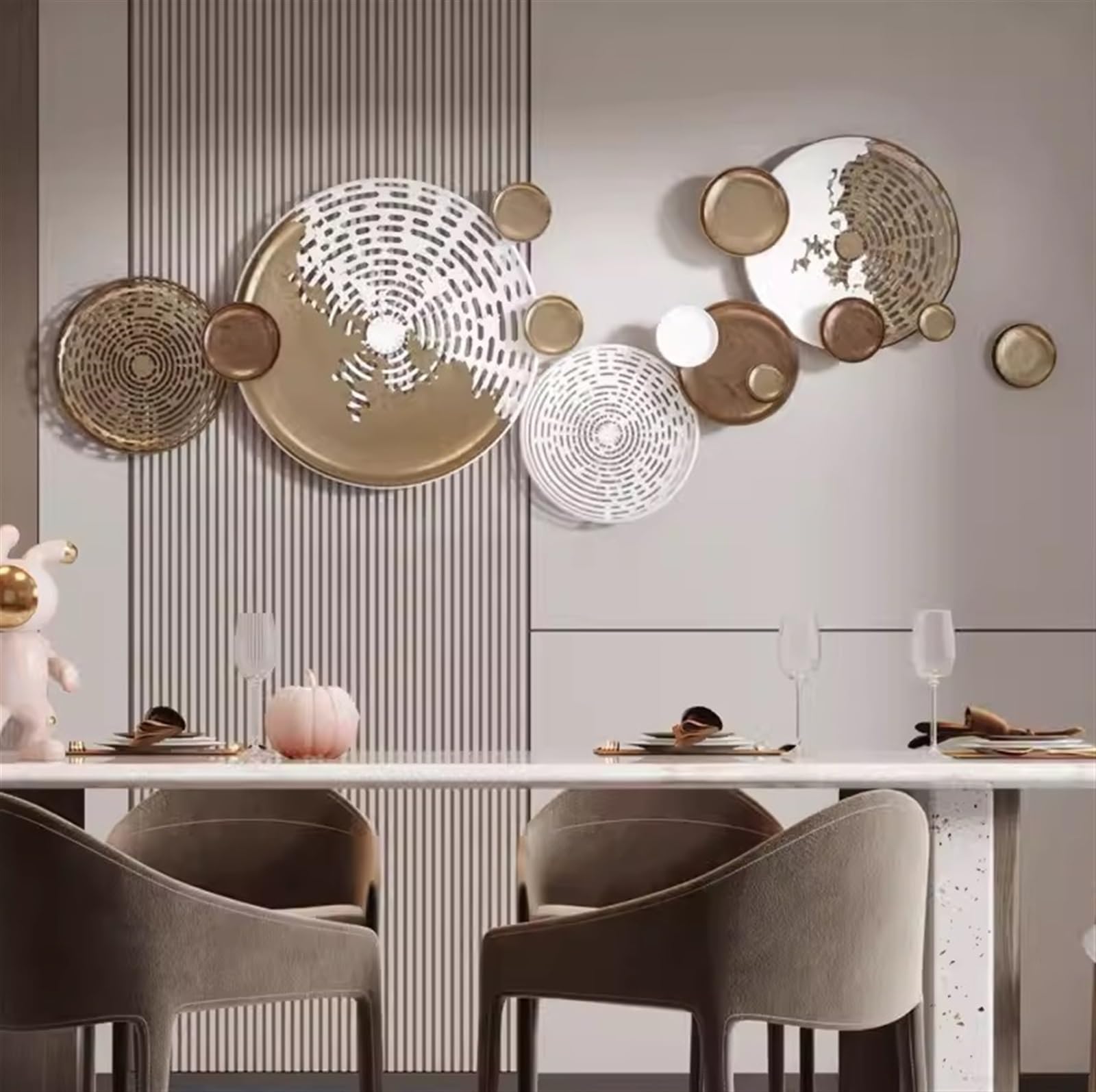 Décoration Murale Grand Décor Artistique Mural en Métal, Ornement D'intérieur, Cadeaux, Formes Abstraites Modernes Et Antiques, Décoration De Maison Suspendue Salon Deco(120 * 45cm)
