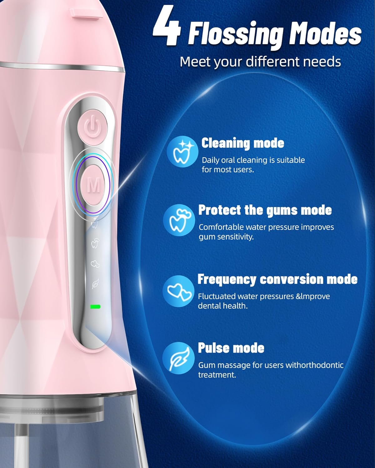 Water Flosser and Electric Toothbrush Combo,2-1 Oral Clean Kit, 5-Speed Sonic Electric Toothbrush & 4-Speed Portable Water Flosser to Clean Teeth and Protect Gum Health, IPX7 (Pink-Set)