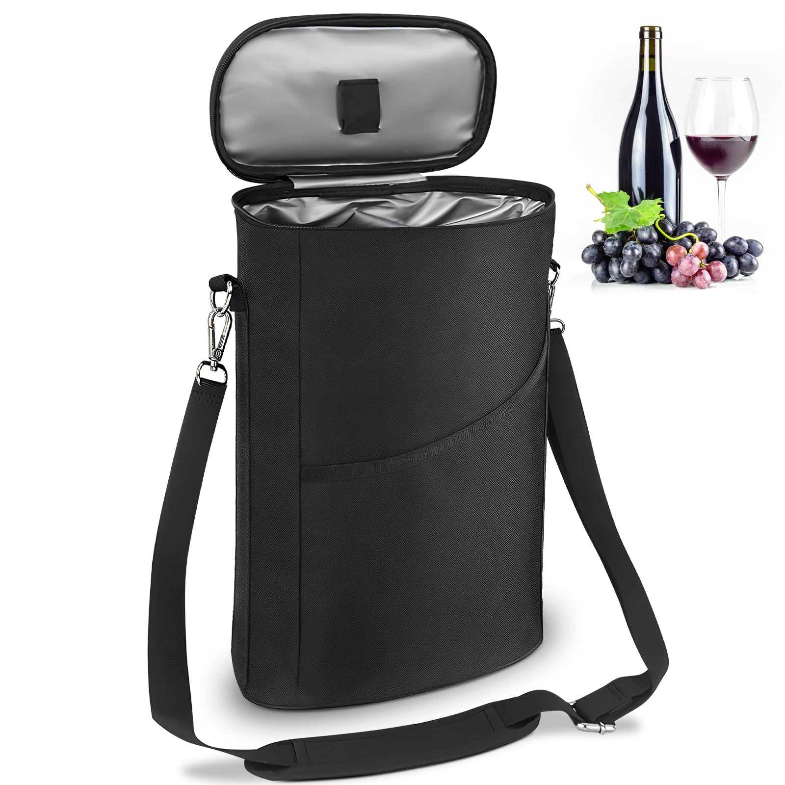 Flaschenkühler pliable Manchon isotherme : WANDGU 2 bouteilles Sac isotherme isolé, Sac isotherme pour bouteilles de vin et de champagne, Grande capacité, pour camping, plage