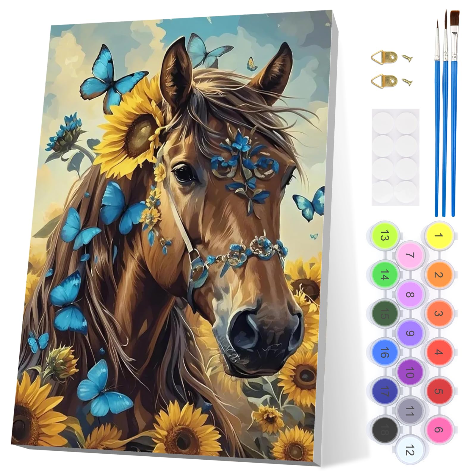 EOBROMD Horse Paint by Numbers for Adults with Frame, Butterfly Paint by Numbers Kits Beginners, Acrylic Easy Painting by Numbers for Gift Home Wall Decor 8x12in โ image 1