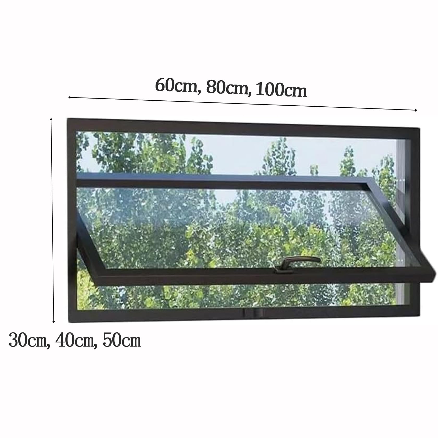 Ventanas Transparentes Giratorias de 360° con Manijas, Vidrio Templado de Montaje Empotrado, Ventana Doméstica con Cerradura para Baños, Garajes y Lofts,Blanca,40×60cm