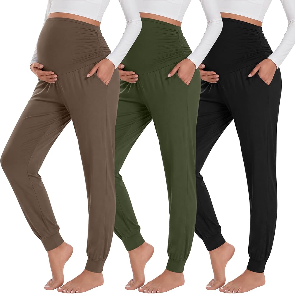 Neer 3 Pack Maternity Joggers Lounge Sweatpants with Pockets — 사진 1