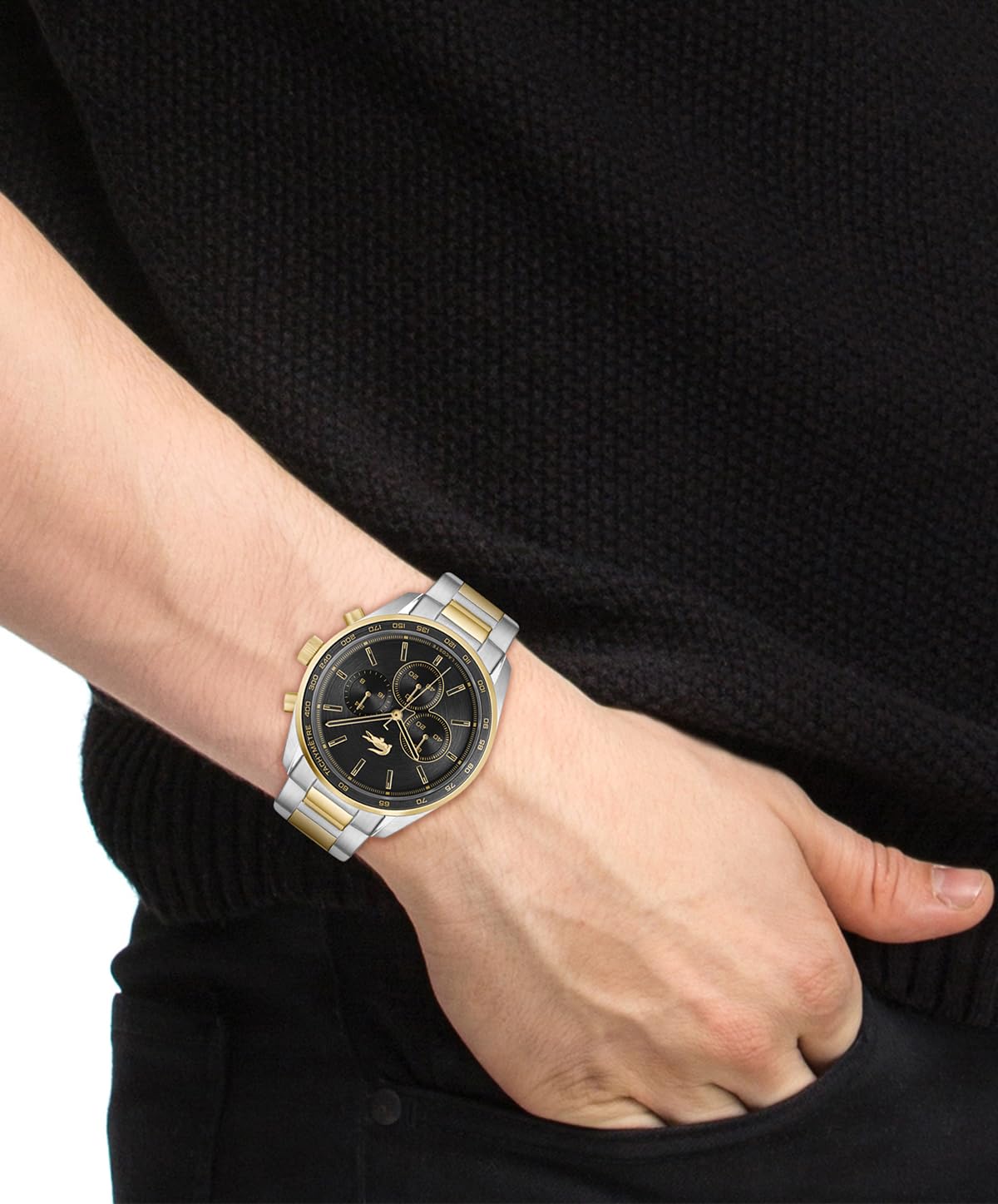 Lacoste Boston Men's Chronograph Watch - Classic Stainless Steel - Tachymeter - Water Resistant up to 5ATM/50 Meters - Modern Design for Him - 42mm