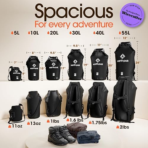 Miniatura 2 de Earth Pak - Bolsa seca impermeable - Bolsa de compresión seca enrollable que mantiene el equipo seco para kayak, playa, rafting, canotaje,