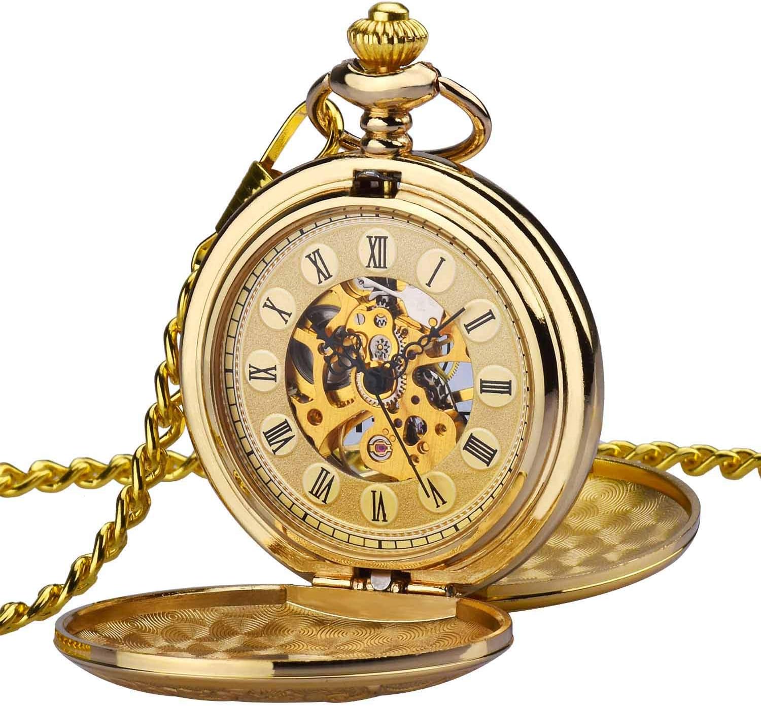 Montre De Poche En Bois Mécanique Steampunk Élégante En Cuivre Avec