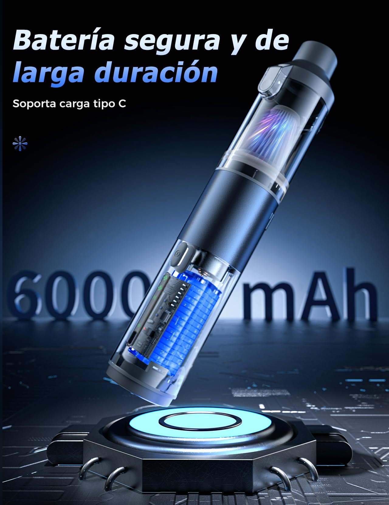 Aspirador de Mano, Aspiradora de Mano 16000PA con Motor sin Escobillas de Alto Rendimiento, Aspirador sin Cable con Accesorios, Aspirador de Mano Potente para Sofá en Casa, Coche, Mesa de Oficina