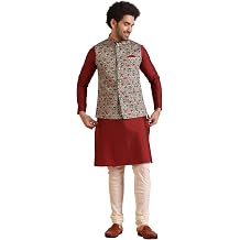 KISAH Mens Kurta Jacket Set - Traditional Indian Ethnic Wear for Men - Perfect for Weddings, Festivals, Celebrations, Green, 40