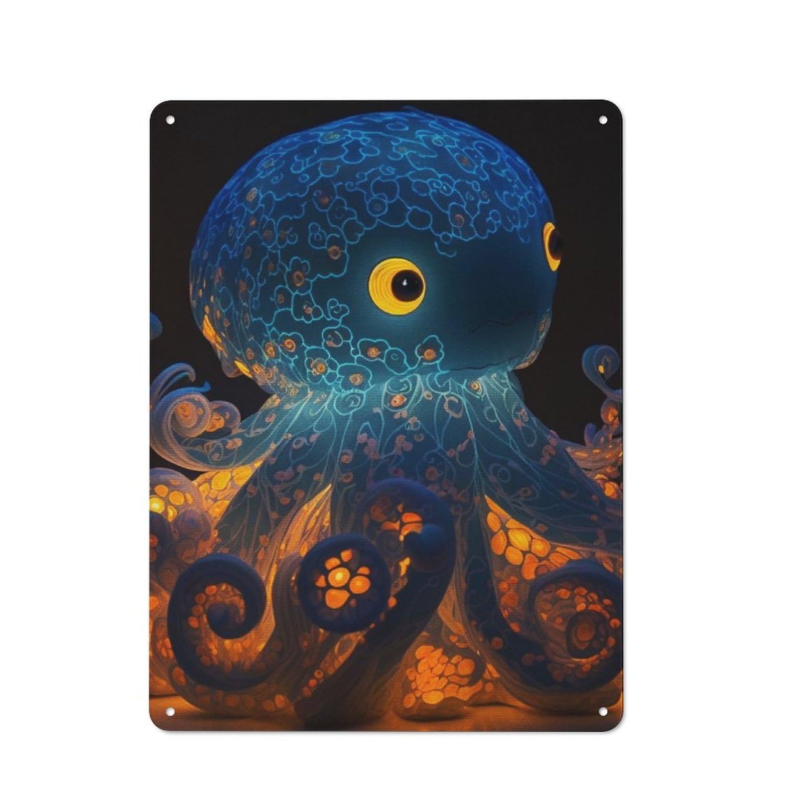 Junmoney Cute Octopus Retro Metal Sign 40X30cm For Café Or Home Bar, For Home Interiors, Feature Walls And Decorative Displays