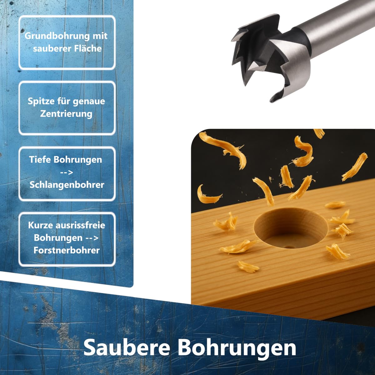 Forstnerbohrer Set Ø12-50mm | Professionelles Holzbohrer Set 10tlg. | Topfbohrer Holz | Astlochbohrer | Flachbohrer
