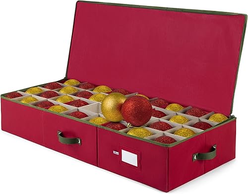 Vista 24 de ZOBER - Caja grande para guardar adornos navideños, con capacidad para 54 adornos y separadores, recipientes de tela no tejida y duraderos
