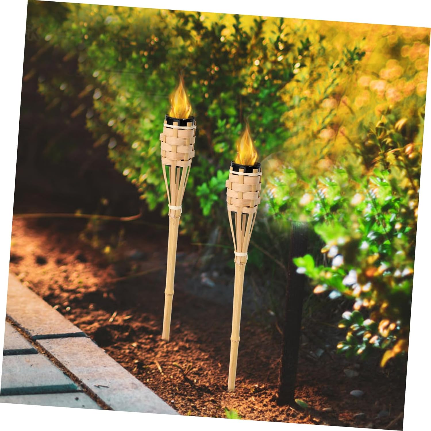 Gadpiparty 4pcs Torch Garden Torch Lamps for Outdoor Decor Woven Design for Festivals and Parties Lightweight and Charming Ambiance