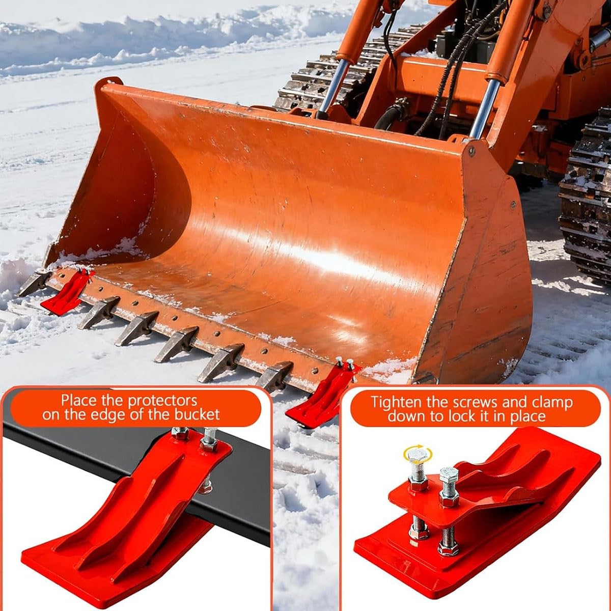 Traktor-Eimer-Schutz, 11,4 cm breiter Skid-Kantenschutz, Skid-Lenker-Aufsätze mit 10 mm Stahl und rutschfestem Doppelbolzenschloss, Schneeschaufel-Aufsätze, 6-teiliges Set