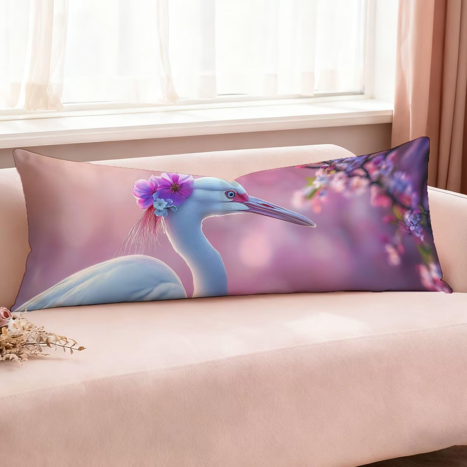 Poszewki na poduszki do łóżka 60 x 180 cm poszewki na poduszki różowe poszewki na poduszki łóżko biała aksamitna poszewka na poduszkę na sofę, miękka dwustronna poszewka na poduszkę z niewidocznym