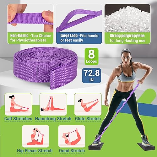 Miniatura 6 de Bloque de cuña para sentadillas, tabla inclinada de 5 ángulos ajustables para estiramiento de pantorrillas con correa de estiramiento y póster,