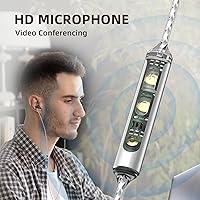 Vista 4 de KBEAR KW1 - Auriculares USB tipo C con micrófono y control de volumen, auriculares con cable de madera con dinámica intensa, OFC plateado cable DAC