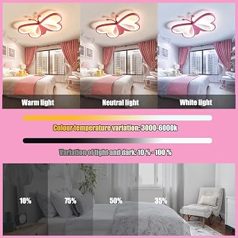 Children's Ceiling Lights with Remote Creative Bedroom 50CM-Pink [Energy Class A+]