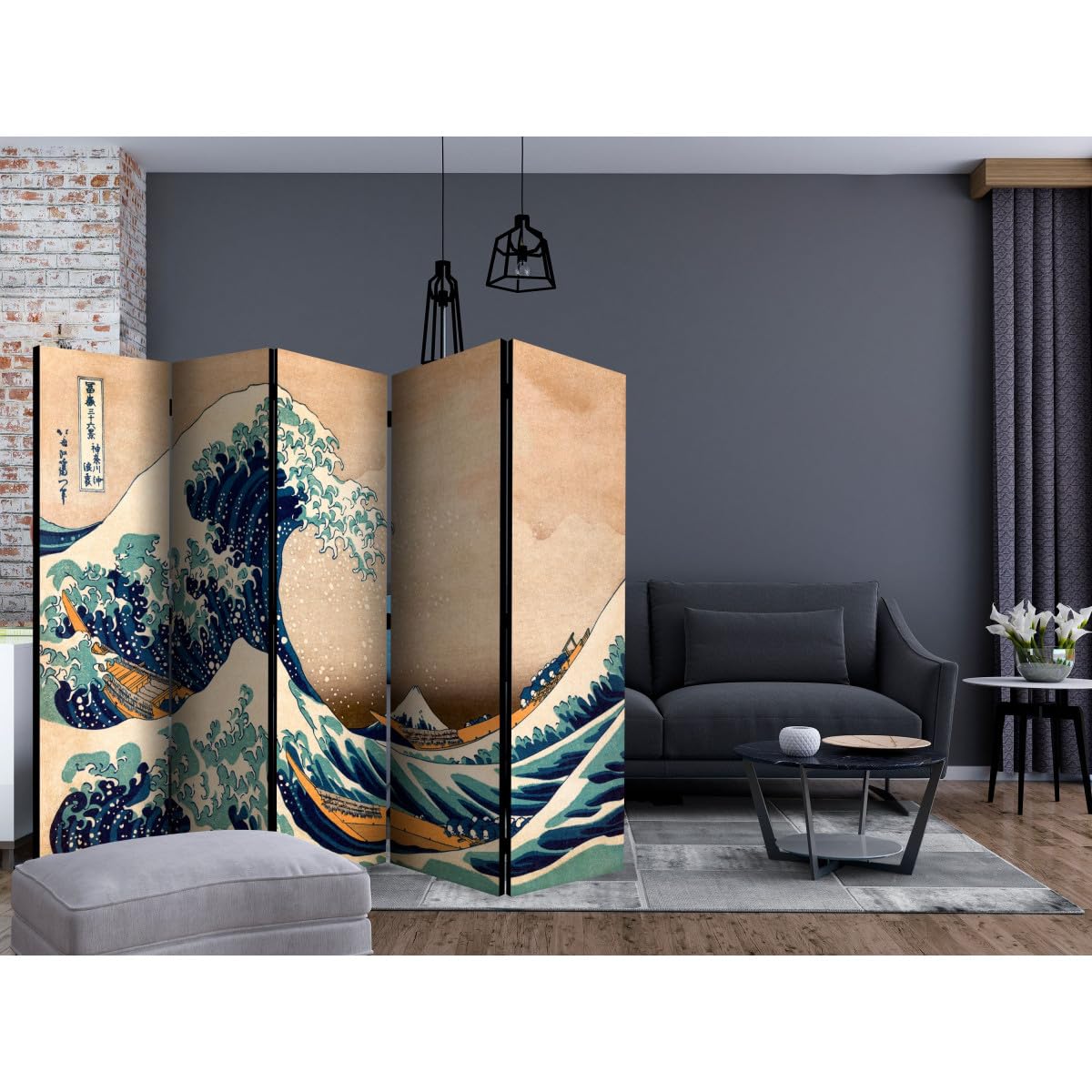 Paravent 5 Volets Hokusai : The Great Wave Off Kanagawa Reproduction 172x225cm