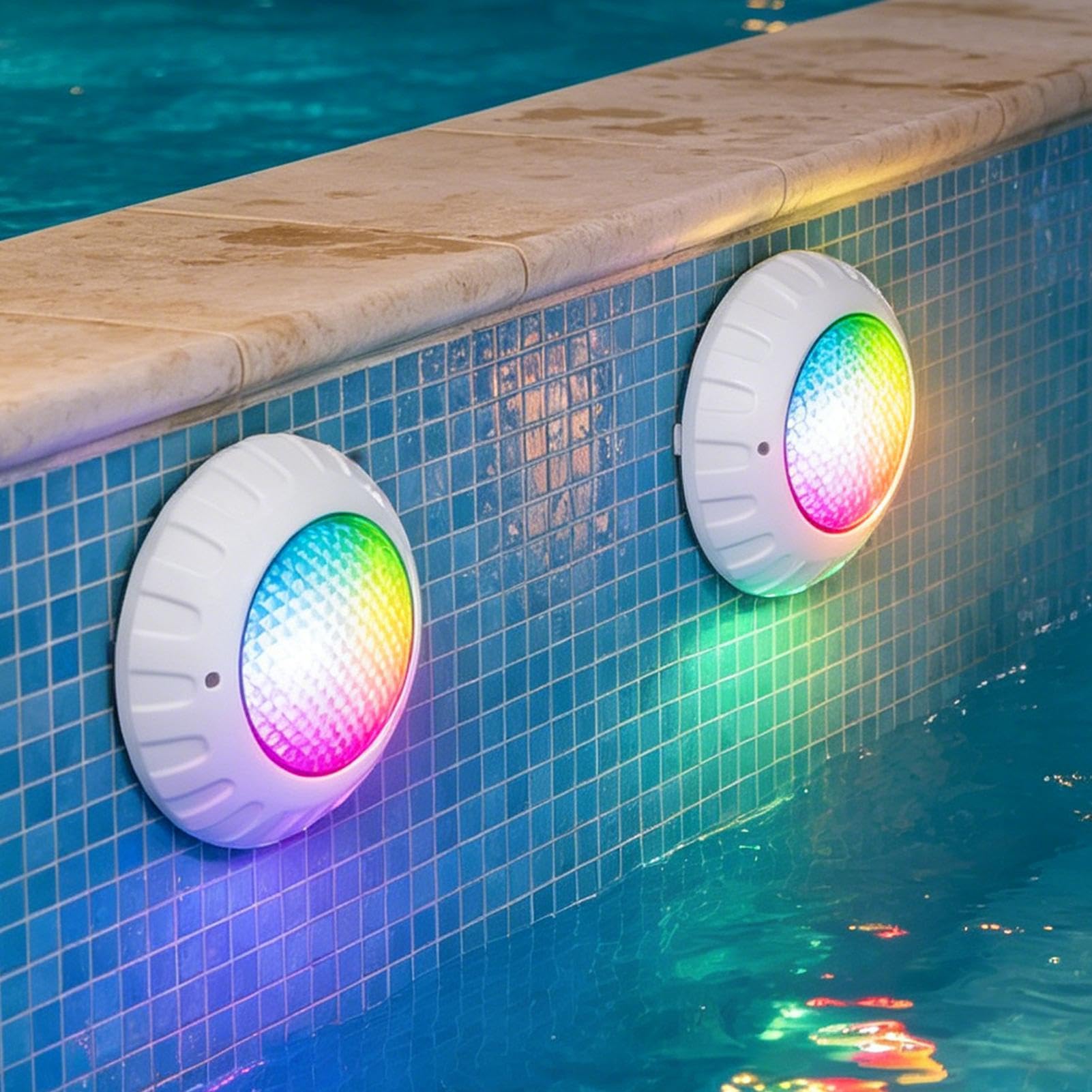 Schwimmbeckenleuchten – mit Fernbedienung, 38 W, 12 V AC, 3000 lm, schwimmende Beleuchtung für begrabene Pools, für Spa, Bad, Dusche, Party, , Garten, Teich, Außenbereich