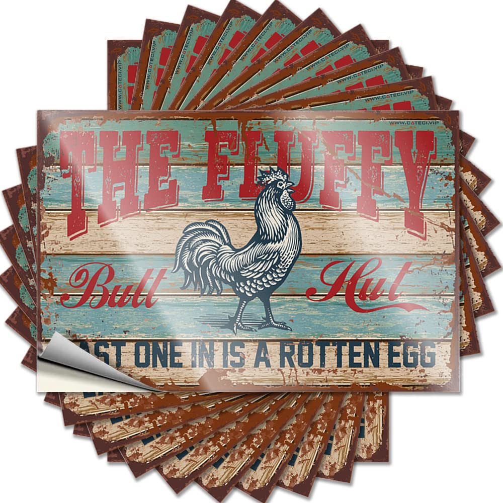 Car Window Stickers Chicken Coop The Fluffy Butt Hut Last One in is A Rotten Egg Funny Sticker 10 Pcs Hardhat Stickers and Decals Funny Sticker(8X12CM)