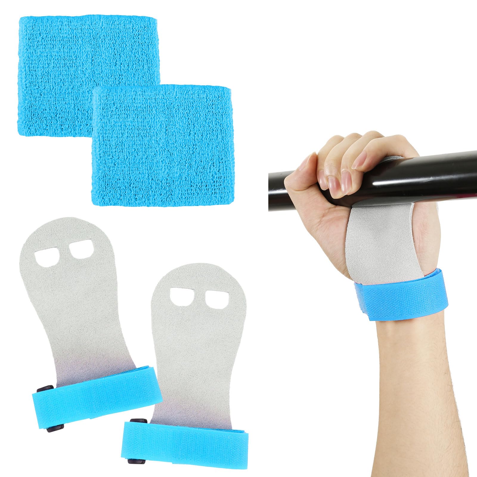 Lot De 4 Poignées De Gymnastique Roses + Bandeaux – Cuir Et Coton, Pour Tractions, Haltères, Musculation