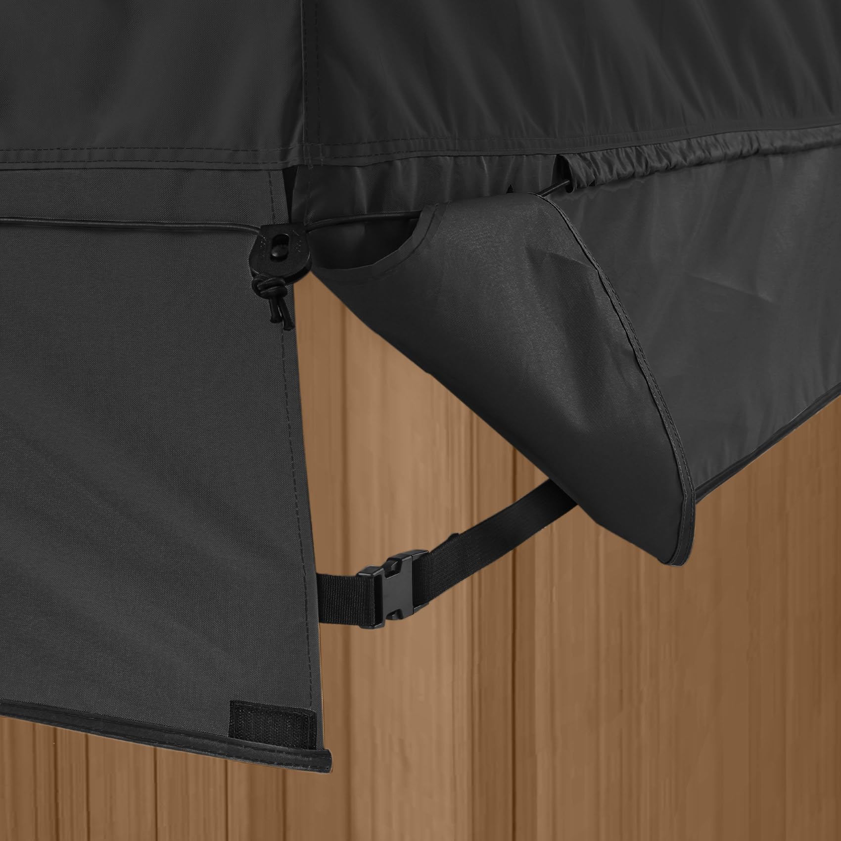 Cubierta impermeable para bañera de hidromasaje al aire libre, cuadrada, protector de cubierta dura de 76 x 76 x 20 pulgadas de alto, color negro