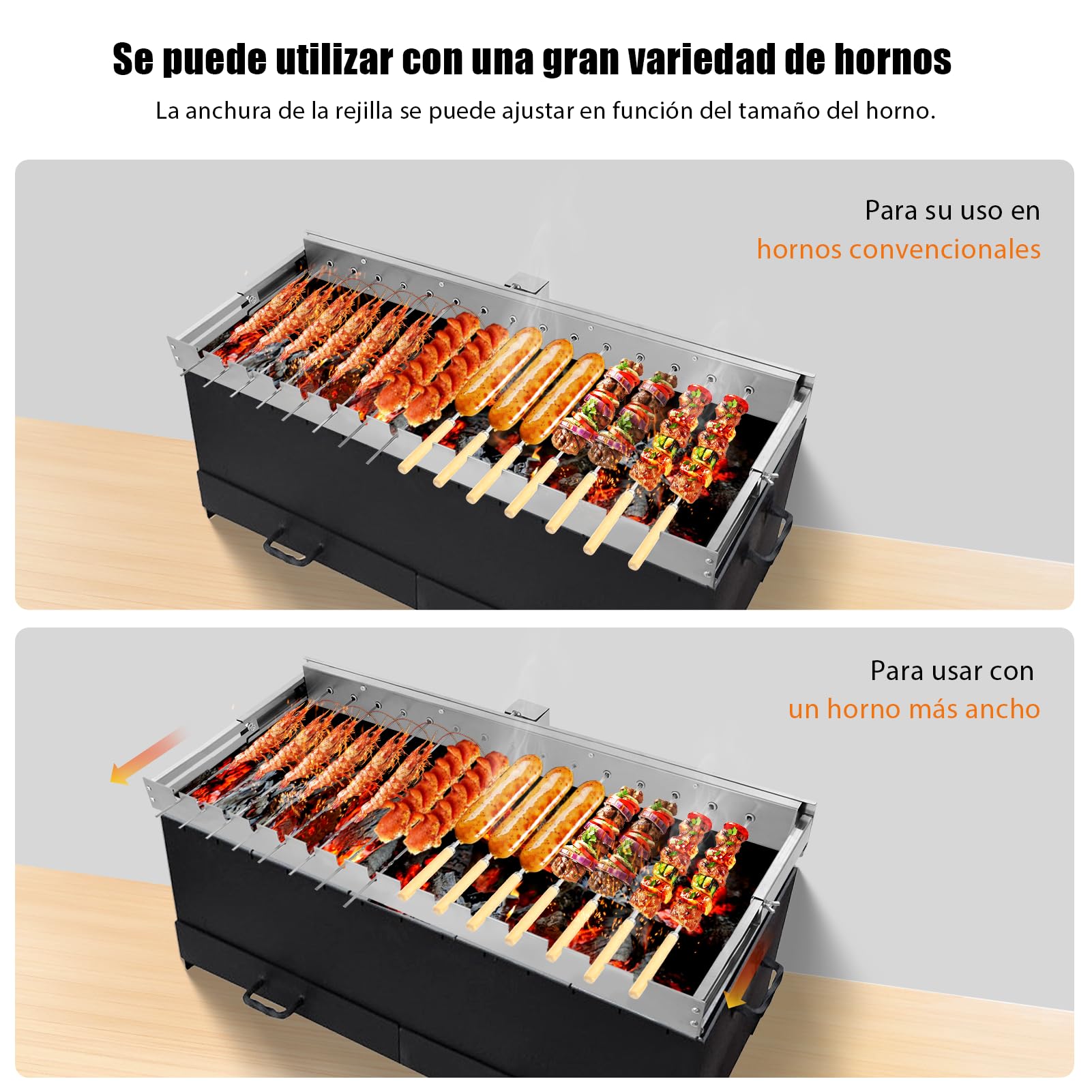 Viugreum Parrilla Giratoria Automática, Parrilla Eléctrica para Brochetas, Ancho Ajustable de 16 a 30cm, Alimentación Mediante Puerto USB de 5V, 80cm de Altura, Barbacoa de Acero para Jardín Terraza