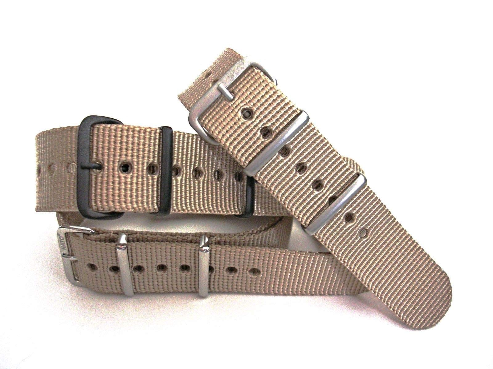 NATO Xtreme TAN Strap Heavy Ballistic G10 Nylon UTC Sport Dive Military Smart watch band USA Stock 20mm 22mm (Satin Finished Buckle, 22mm)
