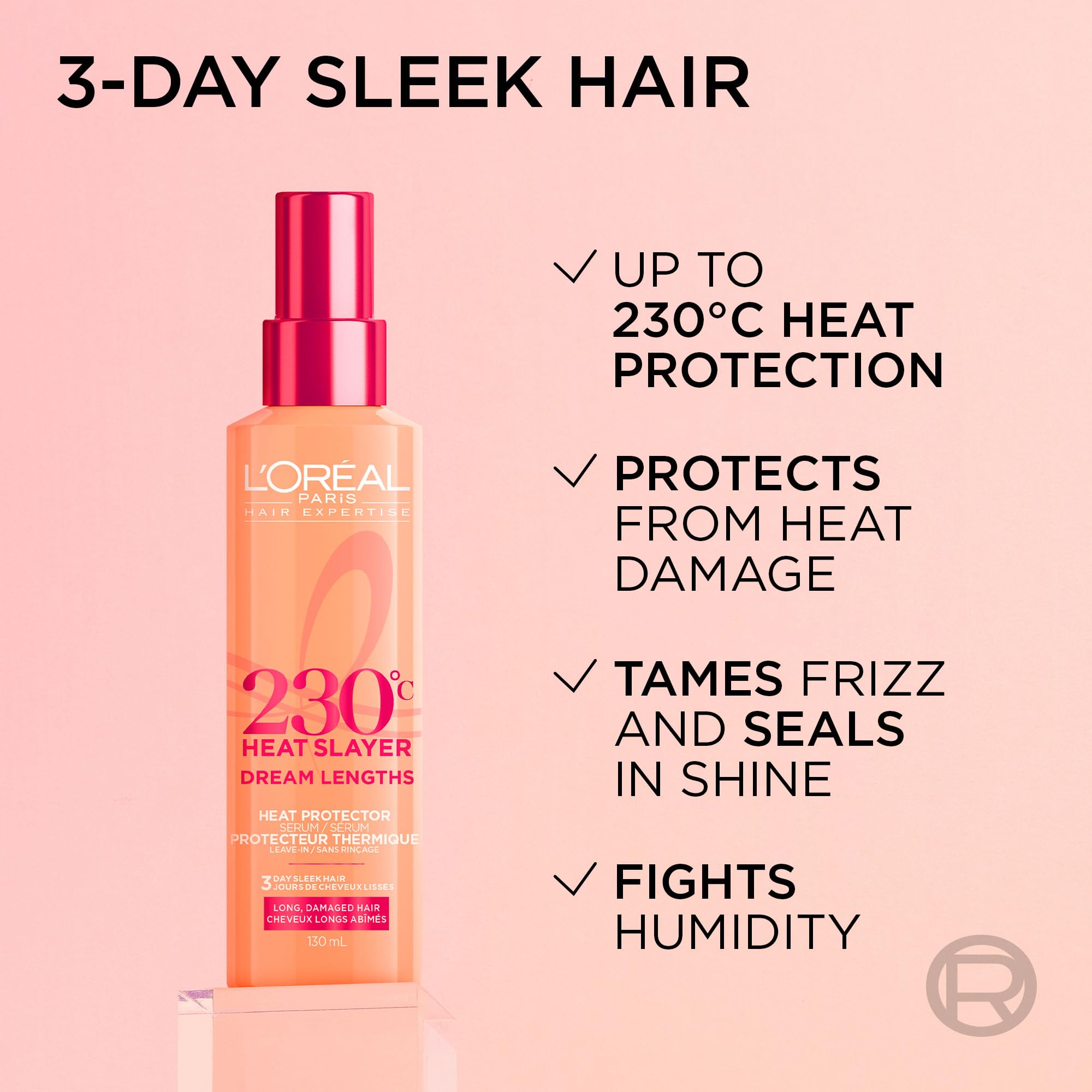 L'Oréal Paris Hair Expertise Dream Lengths Heat Slayer Hair Treatment, Heat Protectant Spray for Hair, Leave-In Against Frizz, 130ml (Packaging May Vary) — view 4