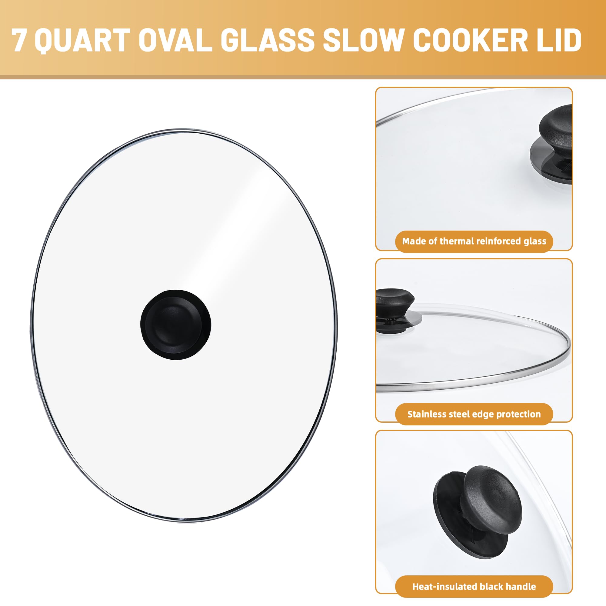 Slow Cooker Lid Replacement - 7 Quart Oval Glass -4