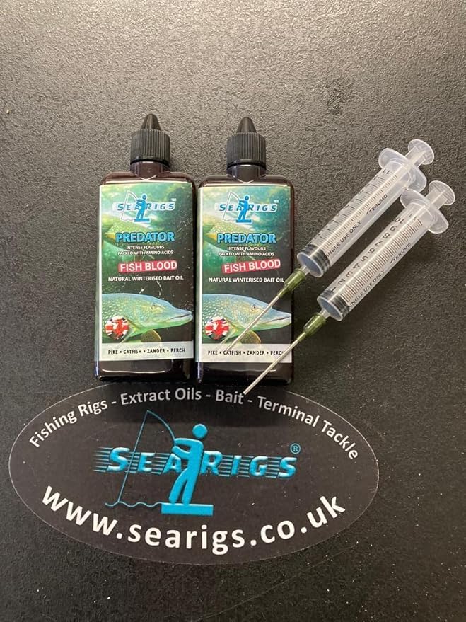 searigs Pike & Catfish Natural Fishing Bait Oil With Added Fish Blood 2 x 125ml Bottles Amazon