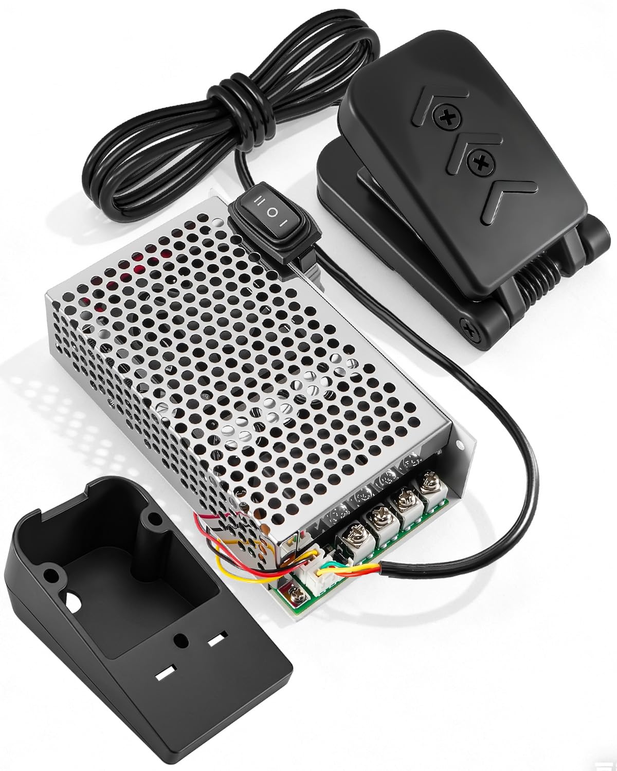 Integrated Foot Pedal & PWM DC Motor Speed Controller Solution, 10-50V 60A/Max 100A Forward-Reverse Cooling Fan and Safety Fuse