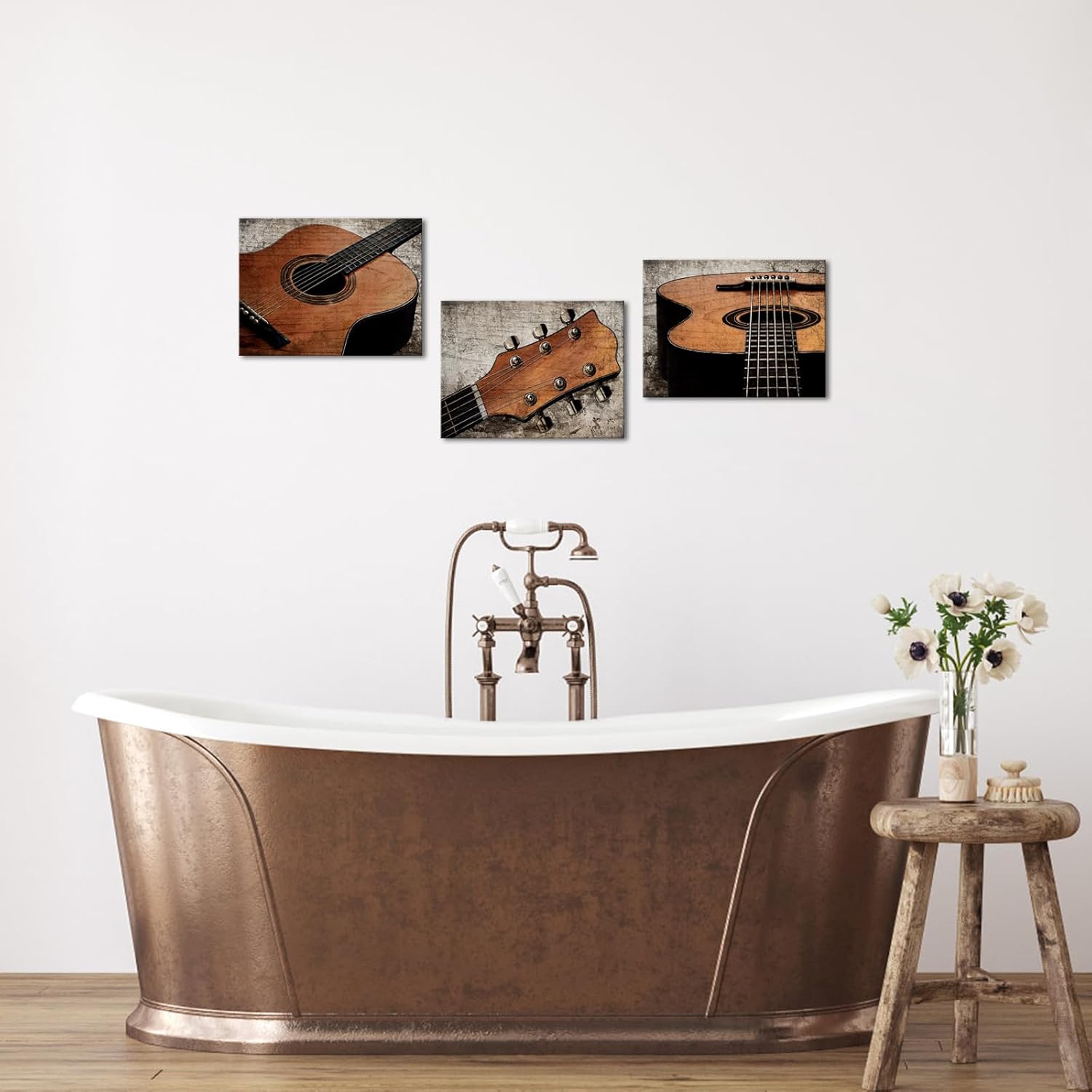 YeiLnm Vertical Wall Art Vintage Guitar Pictures Musical Decorations for Home Living Room Bedroom Wall Decor Ready to Hang