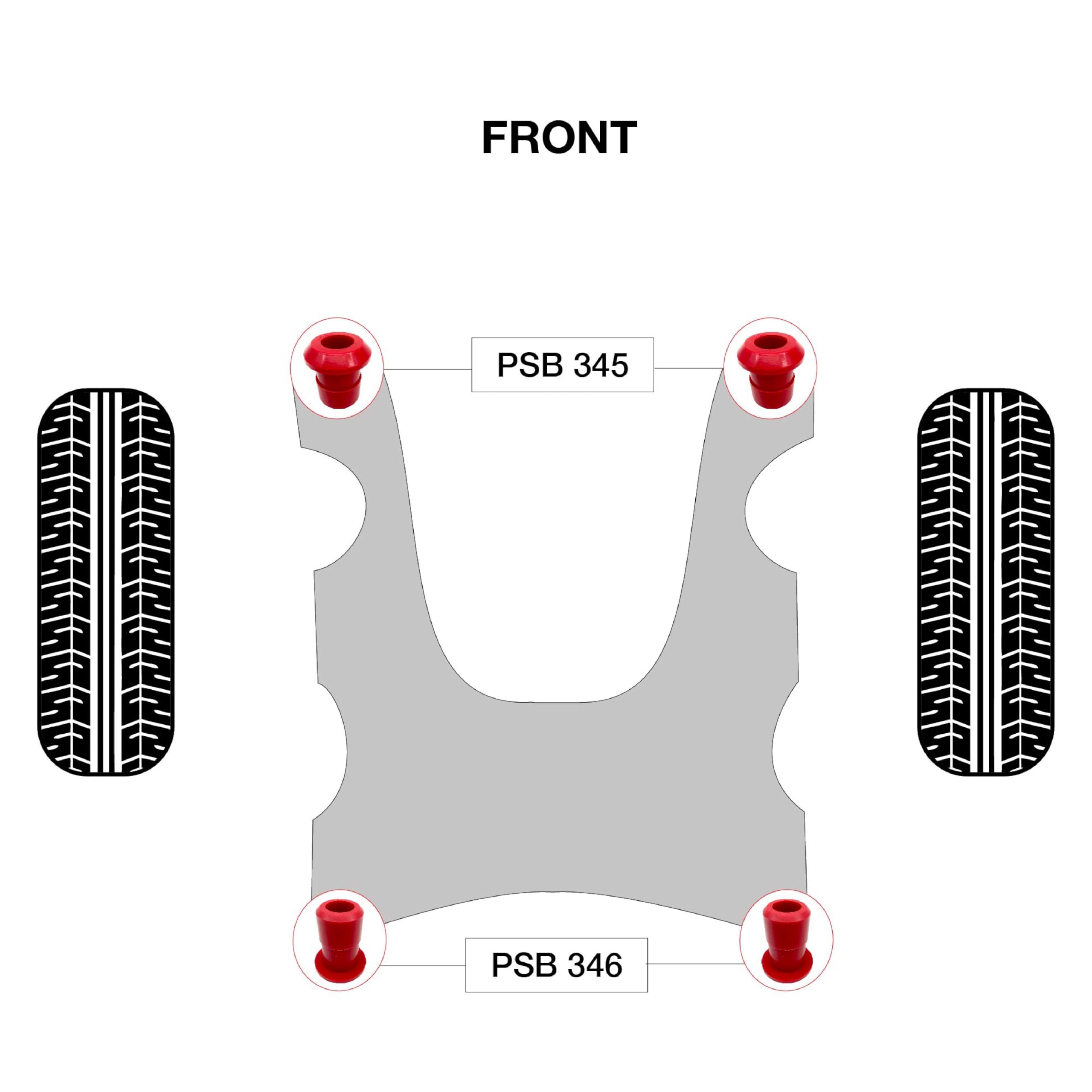 PSB Bushings - Kit de bujes de Poliuretano de Bastidor Auxiliar Delantero - Compatible con Nissan Qashqai 2007-2012 y XTrail 2007-2020 y Juke 2010-2018