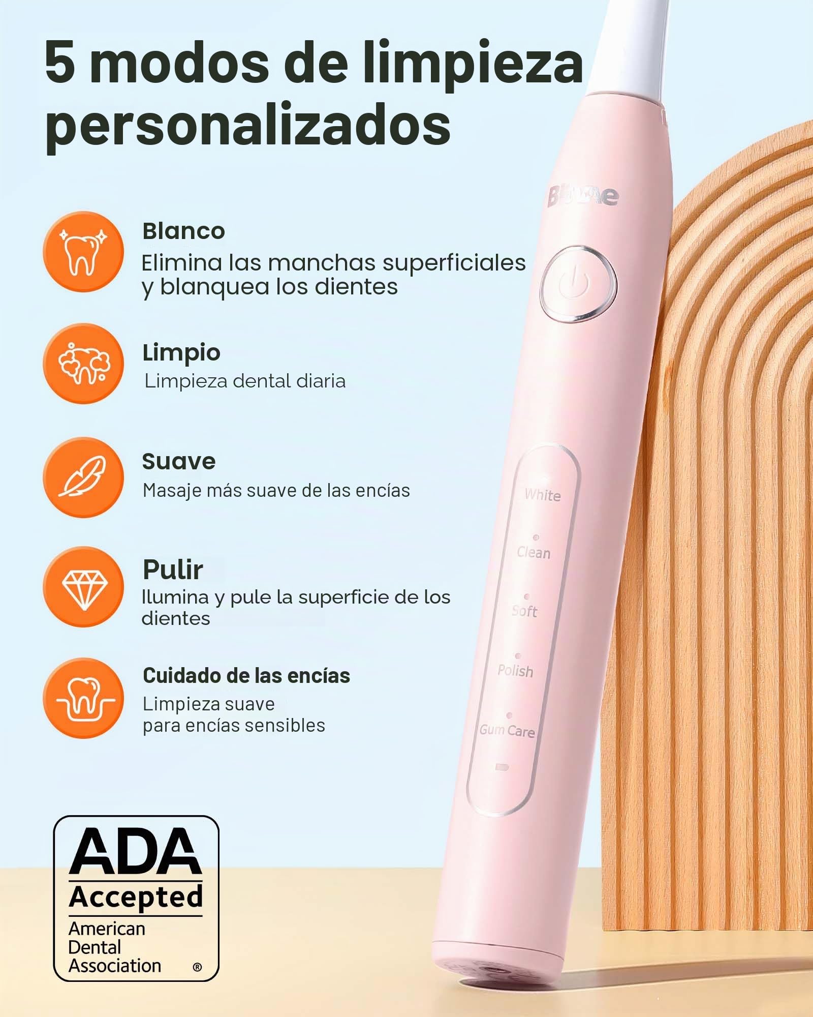 Bitvae D2 Cepillo de Dientes Eléctrico Sónico para Adultos y Niños, Cepillo de Dientes Eléctrico Ultrasónico Recargable, Rosa