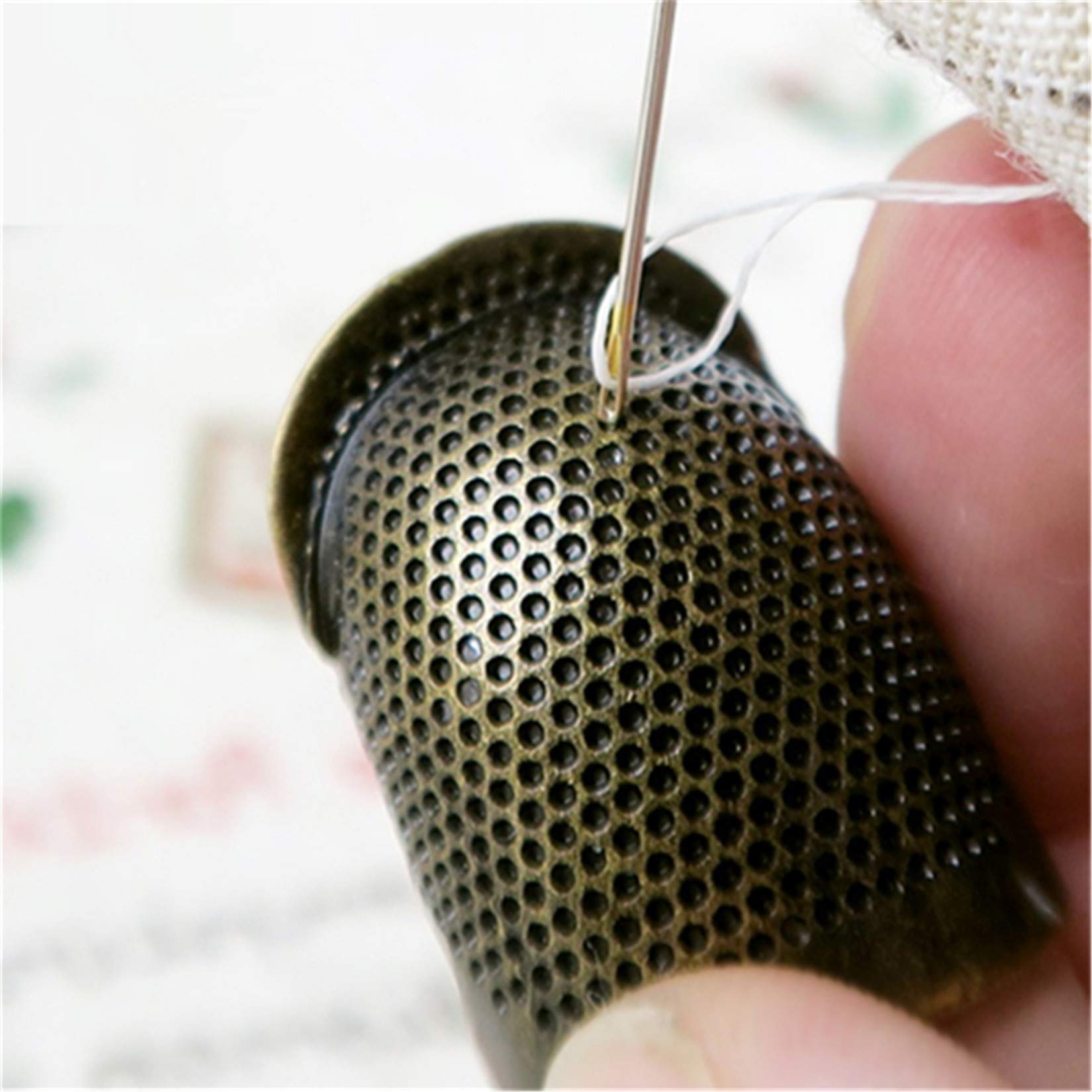 ZALING Antique Thimble Needles Finger Protector DIY Cross Stitch Sewing Embroidery Tool,Large