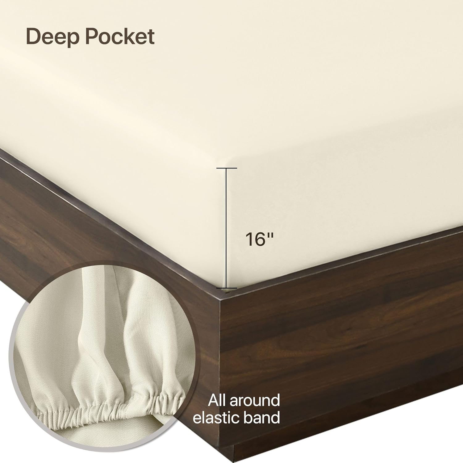 NATUREFIELD Bed Fitted Sheet Only King Size, 100% Rayon Derived from Bamboo, Cooling Sheet with Extra Pocket, Elastic Band Closure, Hotel Luxury Bedding Sheet