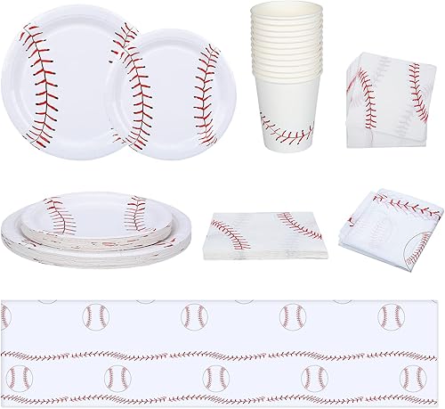 Decoraciones de fiesta de béisbol, suministros para fiesta de cumpleaños de HYMENEX y béisbol, suministros para fiesta de béisbol, kit de vajilla