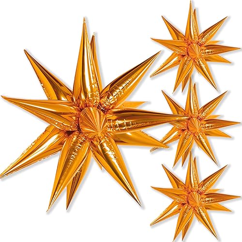 Miniatura 5 de Globos de estrella azul, 40 globos de estrella gruesos, globos metálicos de aluminio de explosión de estrella de 28 pulgadas para cumpleaños,