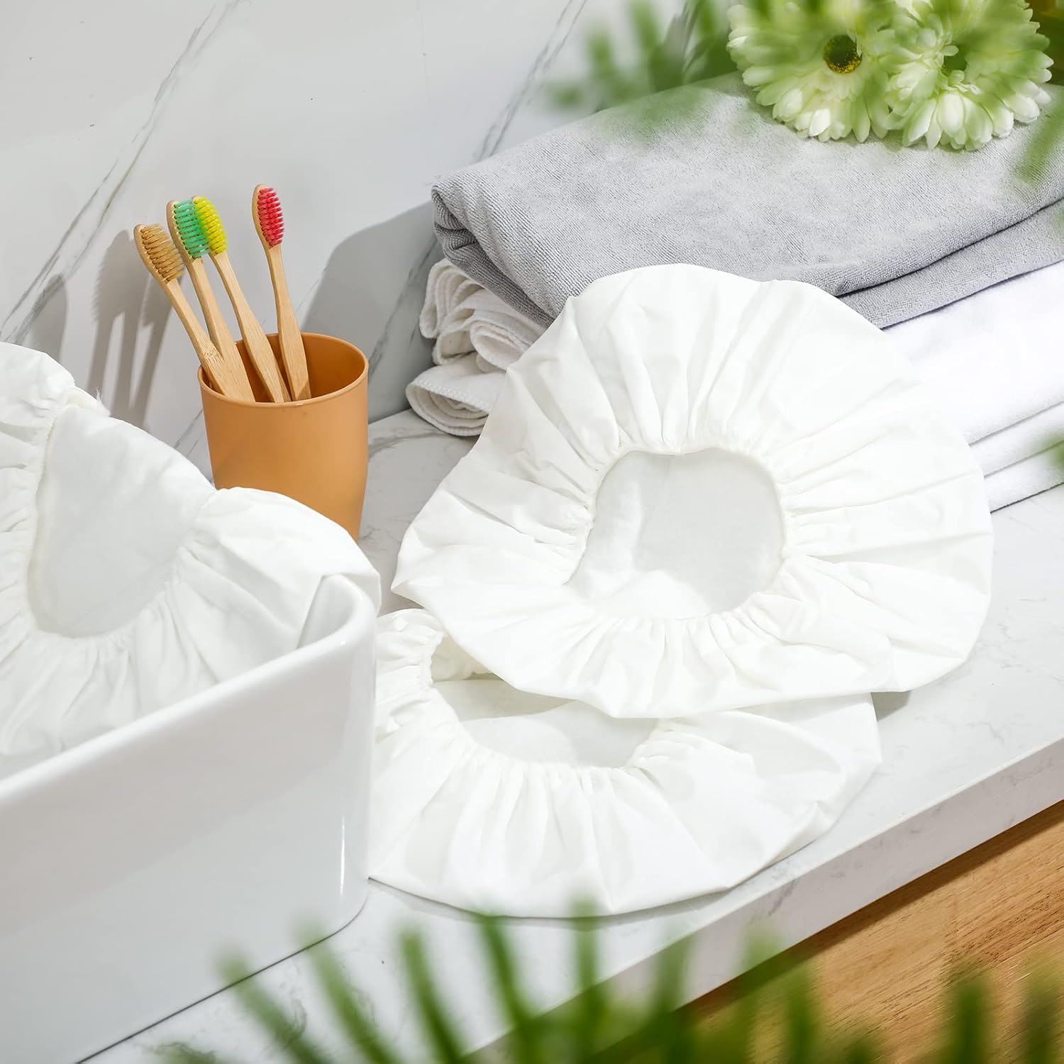 Hicarer 15 Pcs Waterless Shampoo Caps for Elderly Women Bedridden Patients Rinse Free Dry Hair Washing Microwaveable Shower Disposable Dementia Product Essentials for Post Surgery and Hospital Stays - Image 3