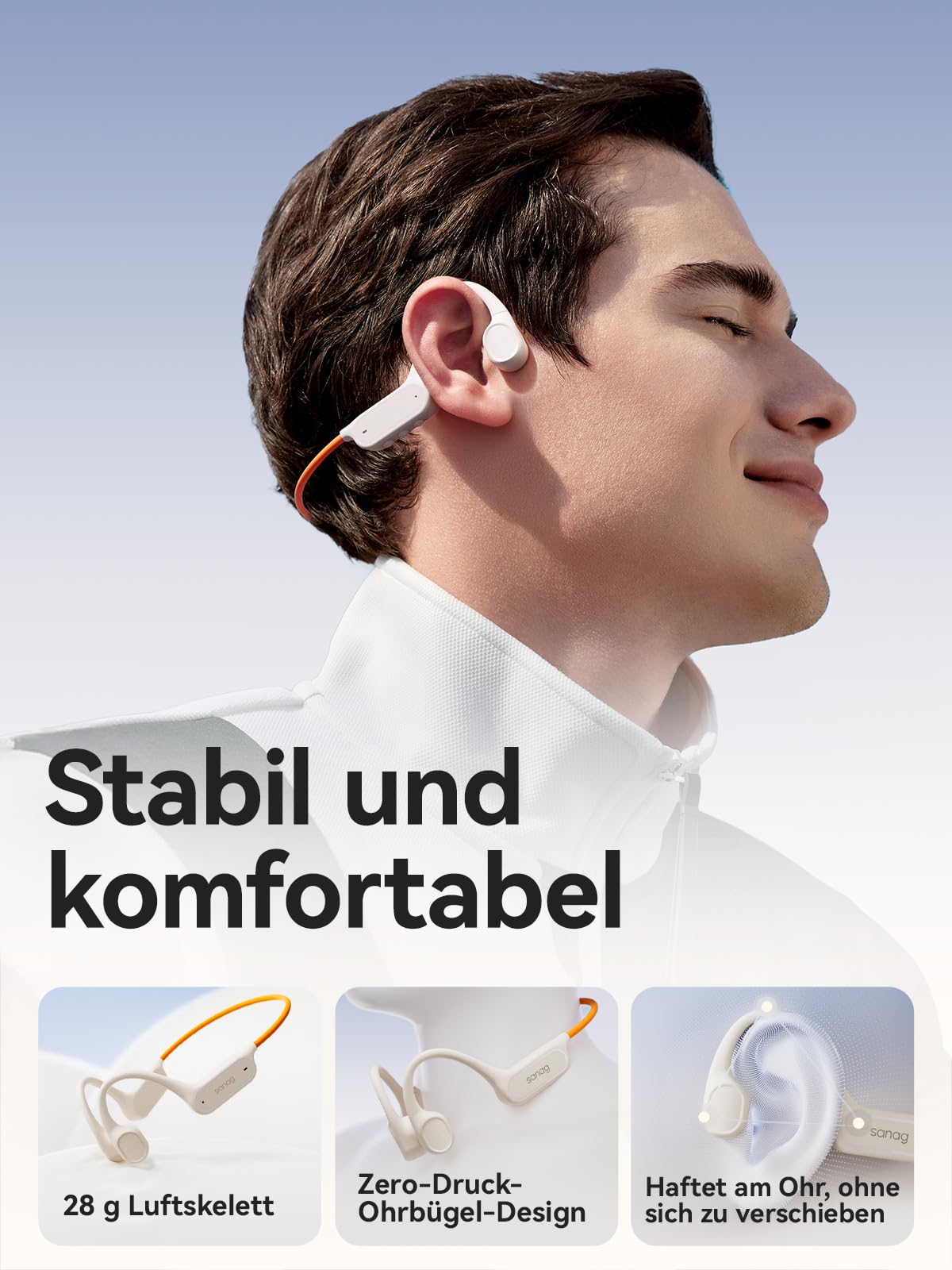 Sanag B33S Knochenschall Kopfhörer Schwimmen, IPX8 Wasserdichte Bluetooth Open Ear Kopfhörer mit Mikrofon, 32GB MP3 Speicher, Anruf-Rauschunterdrückung, 8 Stunden Wiedergabezeit, Unterwasser Kopfhörer