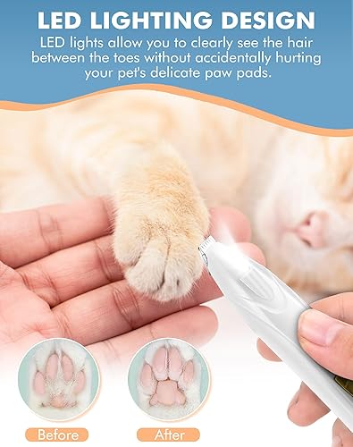 Miniatura 2 de Cortapelos para perros, kit inalámbrico de aseo para perros pequeños con luz LED, recortadora de pelo de gato recargable de bajo ruido para aseo de