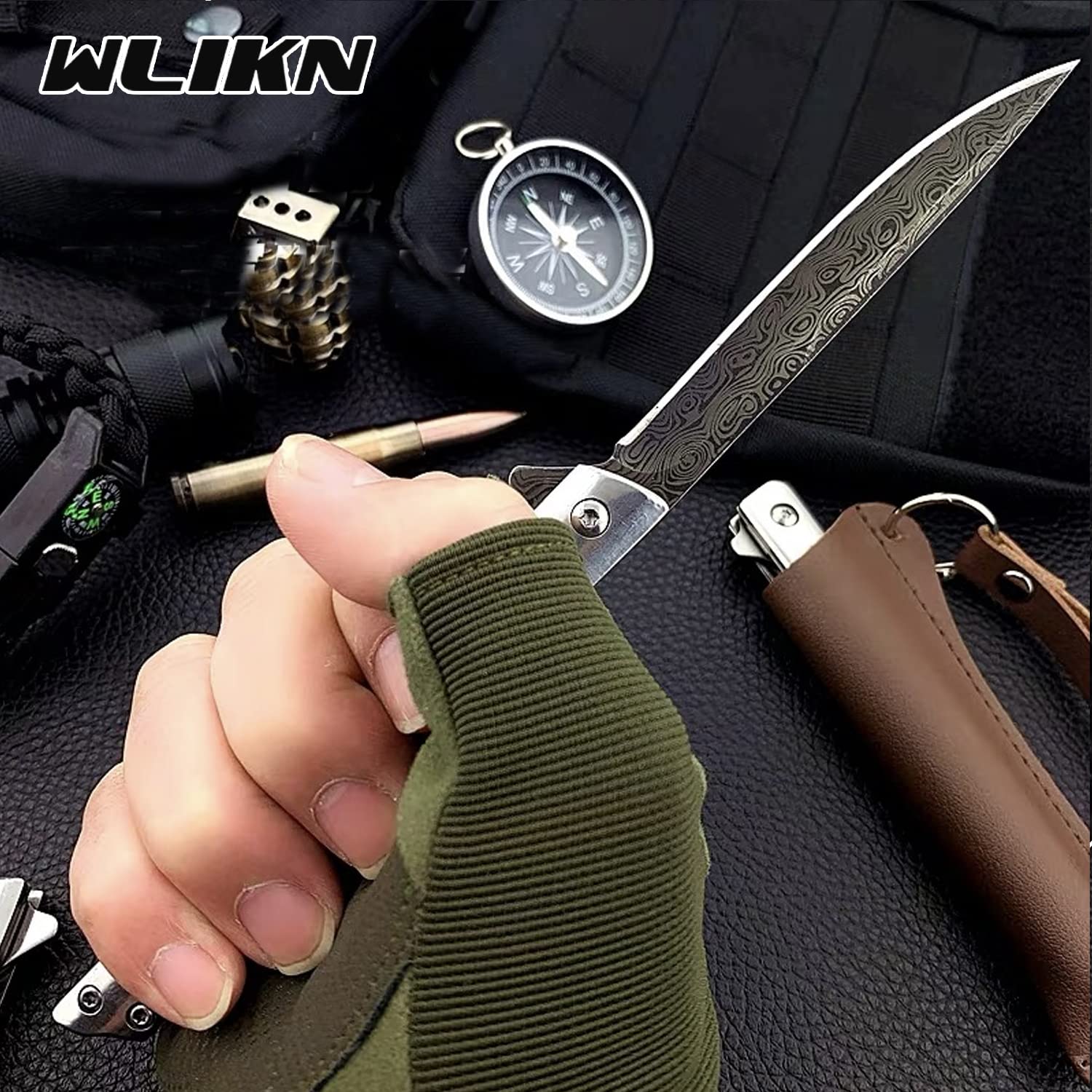 Amazon | フォールディングナイフ 折りたたみ ナイフ Wlikn【レザー革