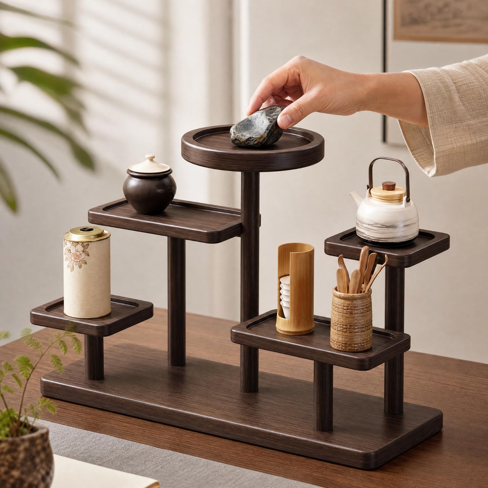 Colcolo En Expositor Escalonado para Mesa Elegan Organizador con Banjas Elevadas Morno Exhibición con Diseño Multinivel para Oficina, L